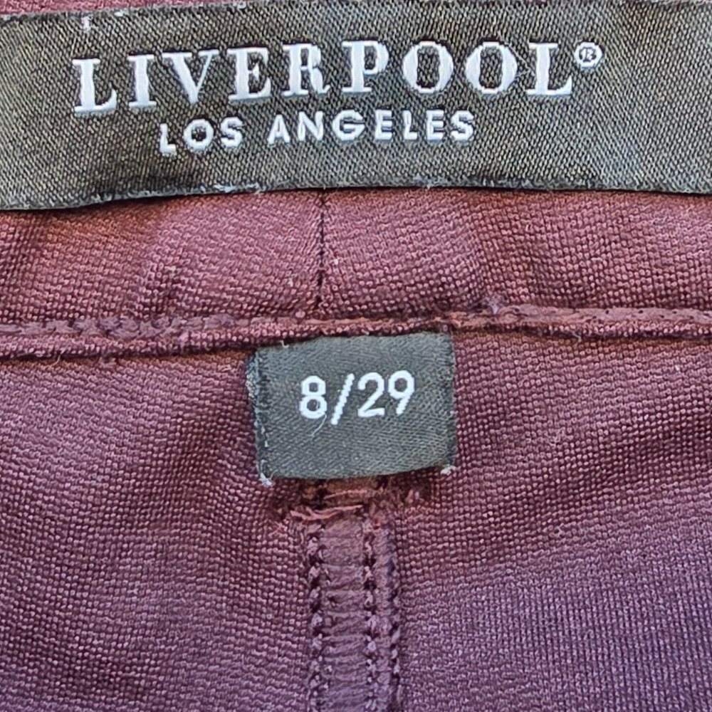 Liverpool Jeans Co Cropped Ankle Pants Leggings Women Size 8 Dark Maroon - Picture 5 of 9